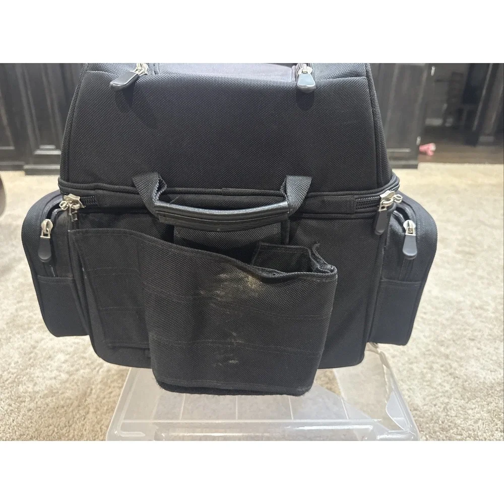 River Road Motorcycle Bag Sissy Bar Textile Bag Black Bag EXCELLENT w/Rain Cover